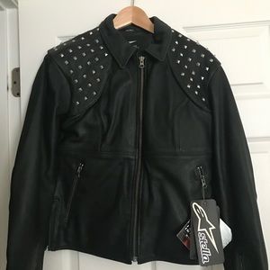 NWT! Ladies Leather Motorcycle Jacket